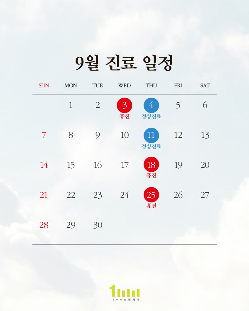 🍂1mm Plastic Surgery Clinic: September 2025 Schedule🍂 사진 2