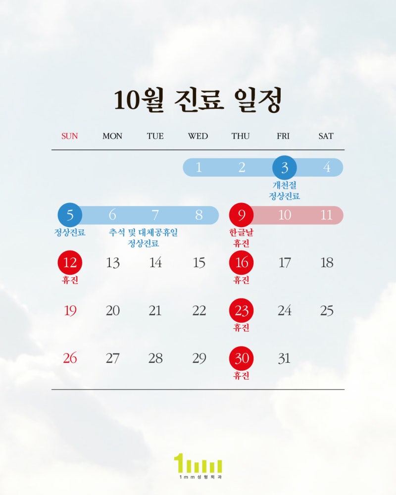 🌾1mm Plastic Surgery: October 2025 Clinic Schedule🌾 사진 2
